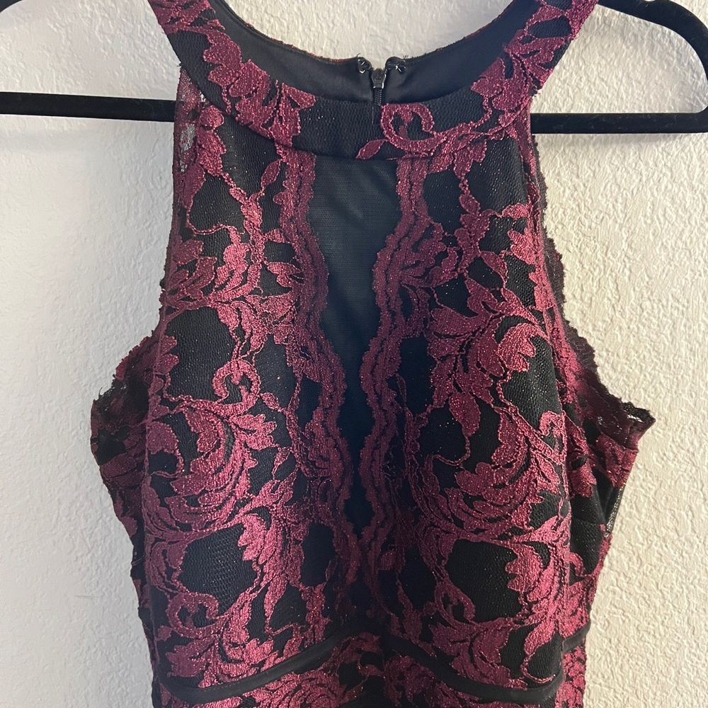 Black/Burgundy Lace Dress Evening Gown Size 14W - Picture 4 of 6